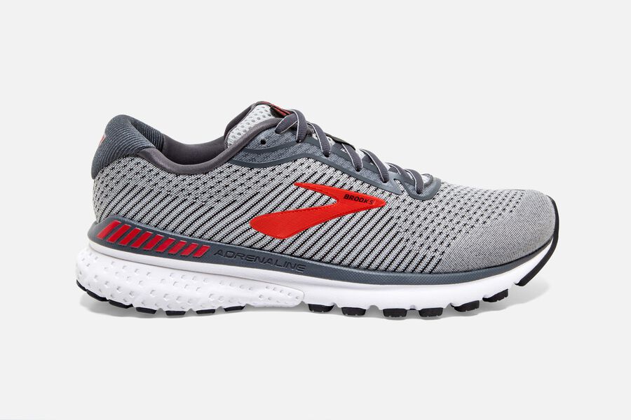 Brooks Adrenaline GTS 20 Mens UK - Road Running Shoes - Grey/Red 028-TROWAQ